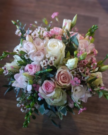 Bridal bouquet pinks and creams