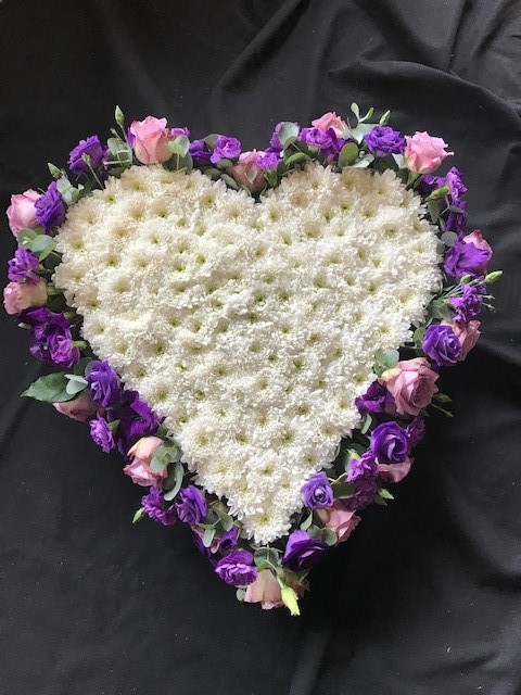 Flower edged funeral heart