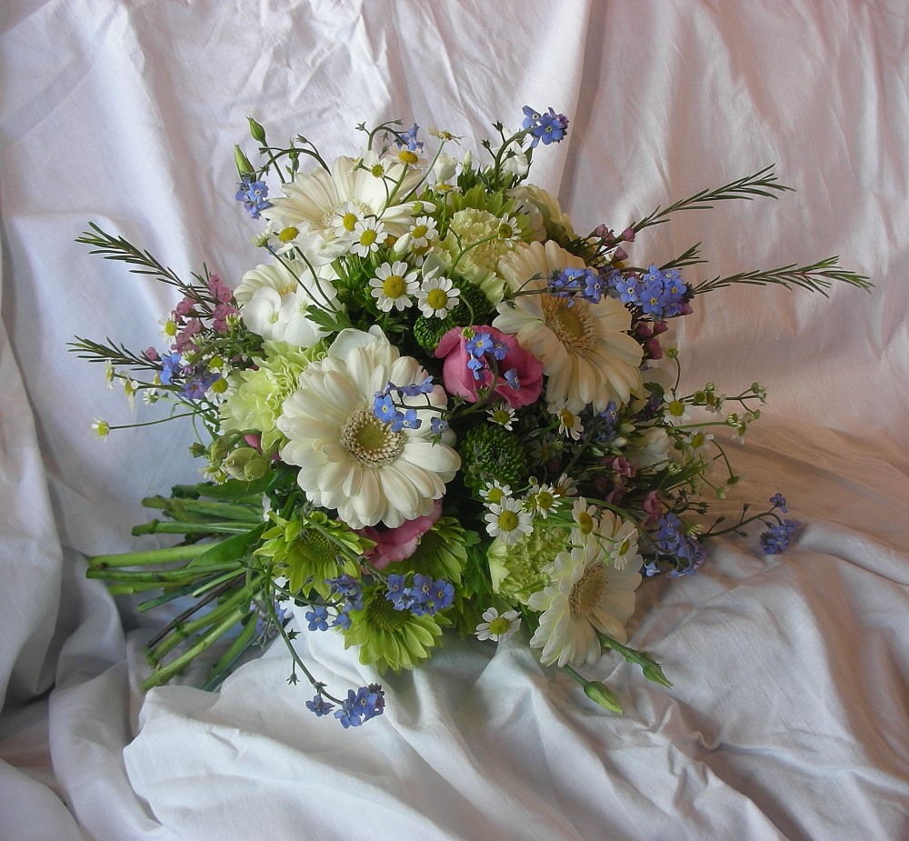 Bridal bouquet of gerbera and dainty flowers